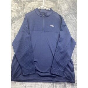 Callaway Golf 1/4 Zip Pullover Mens 2XLT Navy Ribbed Mock Neck